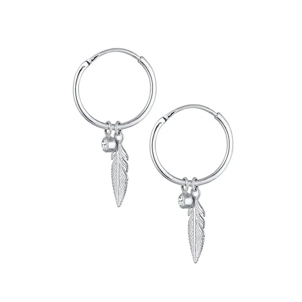 Серьги Creole Feather Boho с кристаллами Swarovski® 3