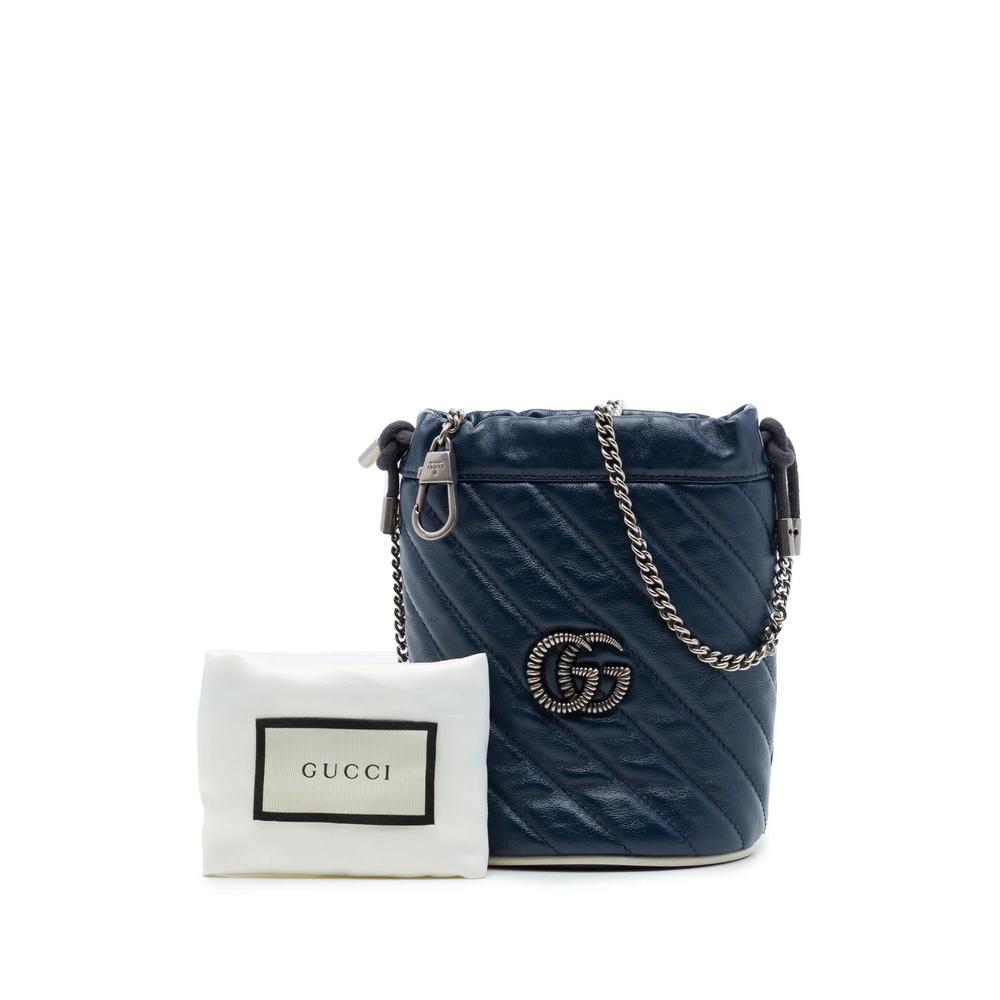 2000-2015 Mini GG Marmont Matelasse Diagonal Leather Torchon bucket bag 7