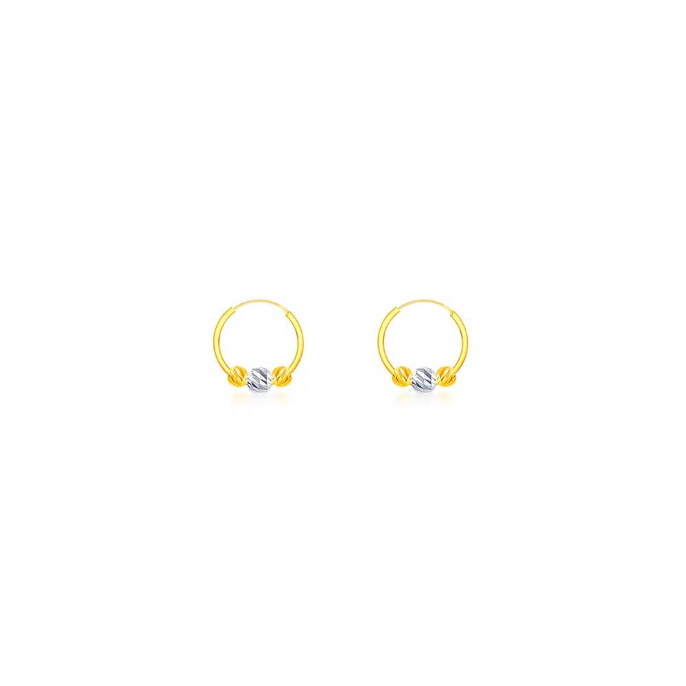 Серьги из золота 375/9K с круглыми петлями и бусинами S66 (размер M) 1