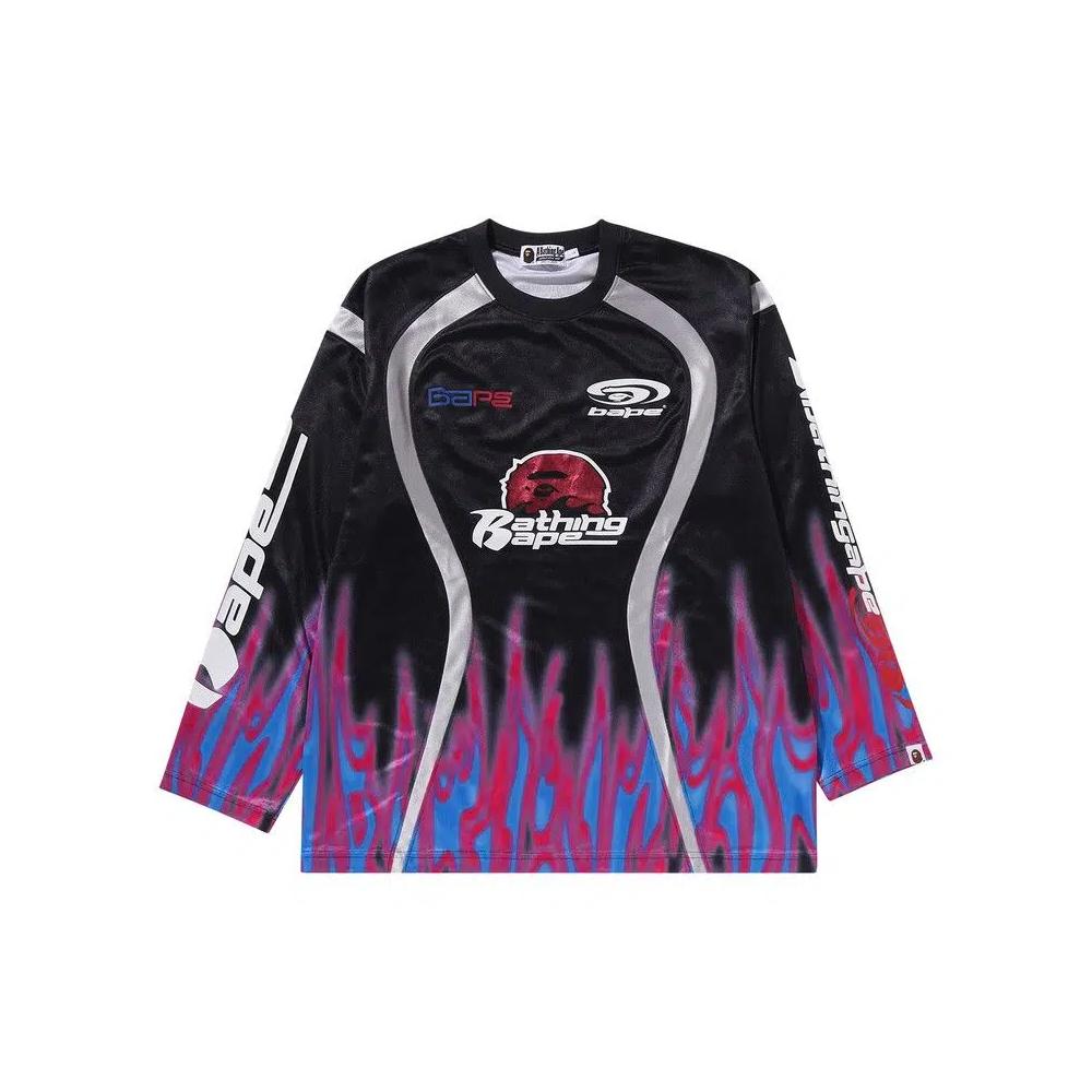 Футбольные джерси BAPE Flame Pattern Multilogo Relaxed Fit Football Jersey 'Черный' 1