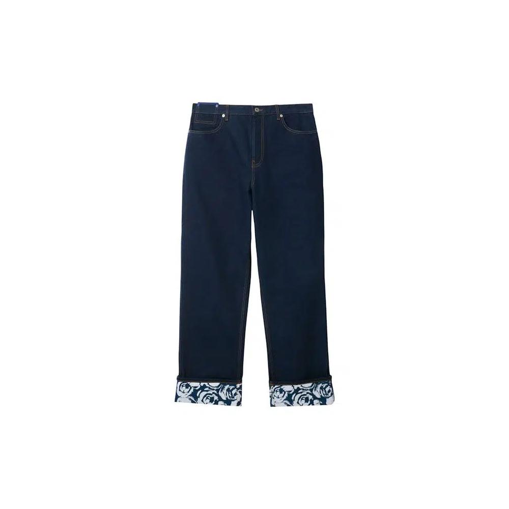 Брюки Burberry Rose Print Straight Leg Jeans 'Синий' 1