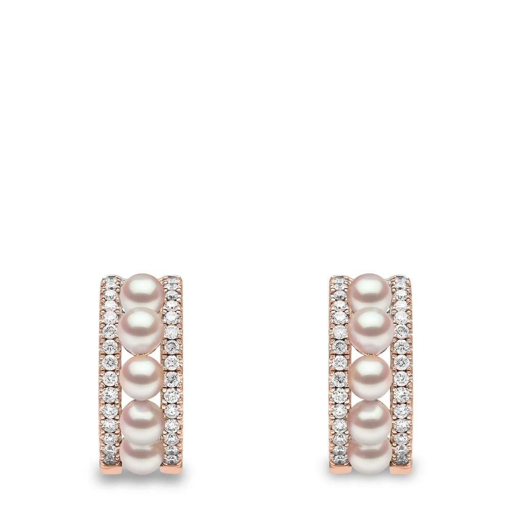 Серьги-кольца Eclipse Akoya из розового золота с жемчугом и бриллиантами 1