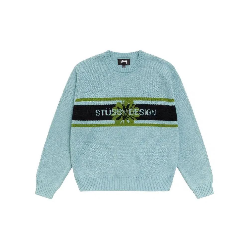 Свитеры Stussy Striped Hibiscus Sweater 'Пыльно-голубой' 1