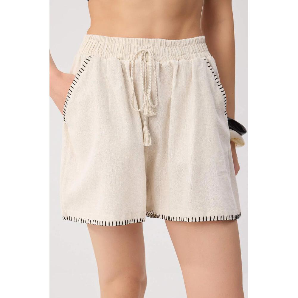 Экрю вышитые шорты в стиле City Boy и бермуды Twoss26Sr00270 3