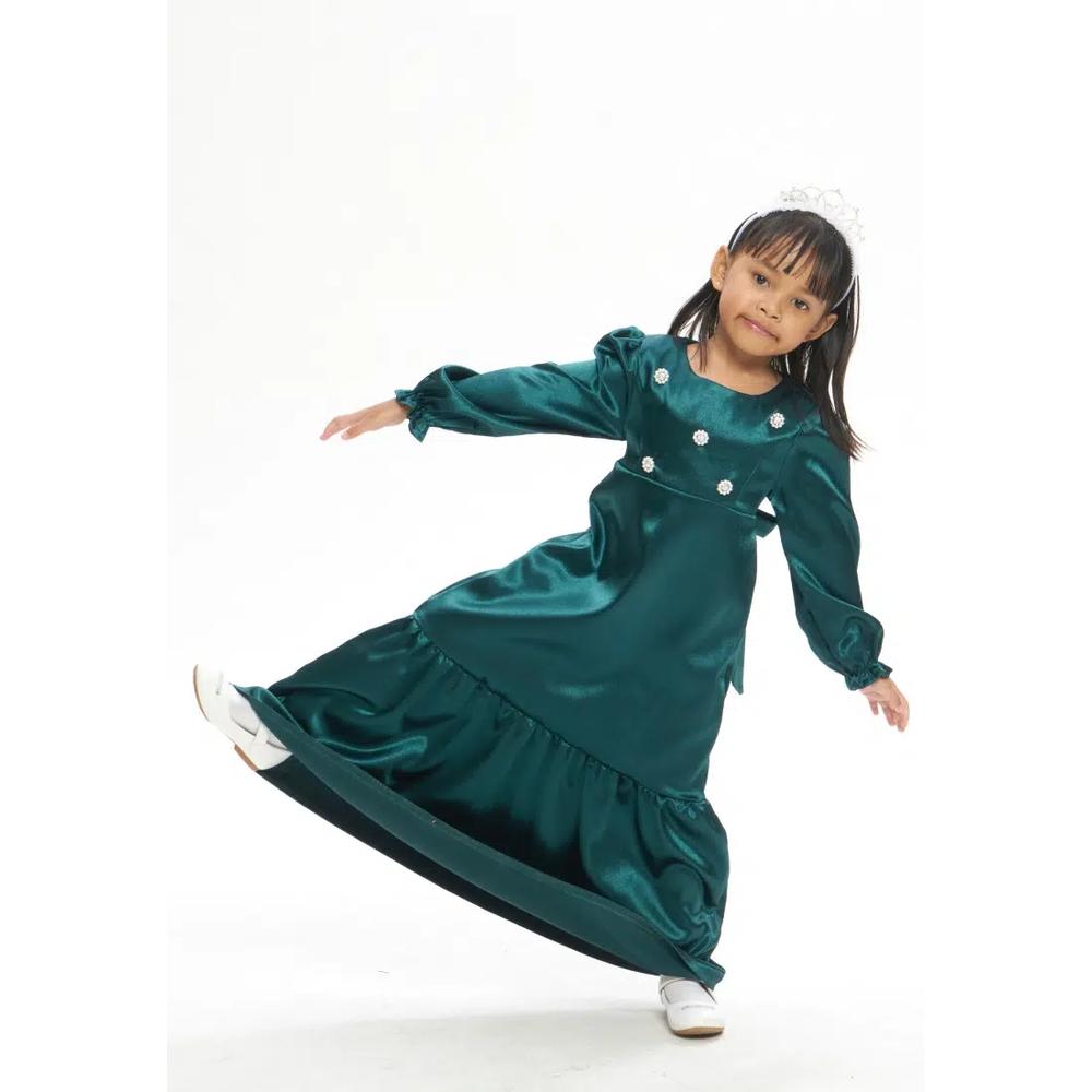 Жемчужно-бриллиантовое зеленое платье Raya Baju для девочек 1