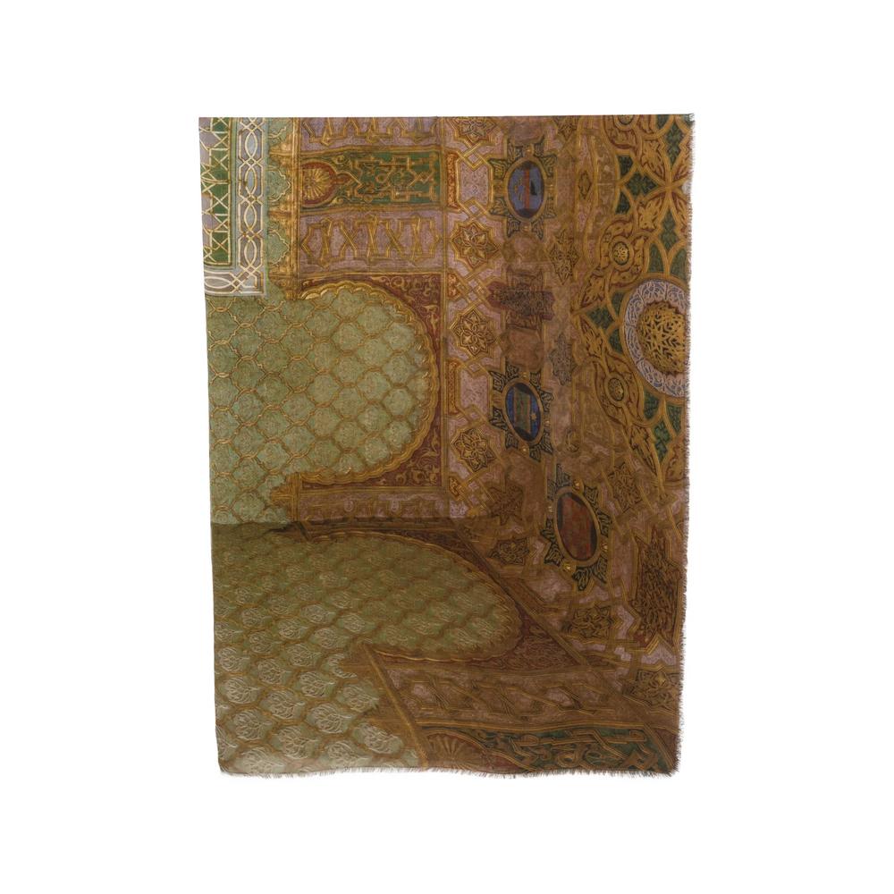 geometric-print frayed scarf 1