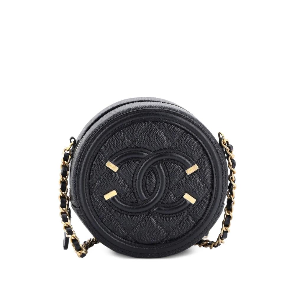 Мини-сумка через плечо Filigree Round Clutch with Chain Quilted Caviar 1