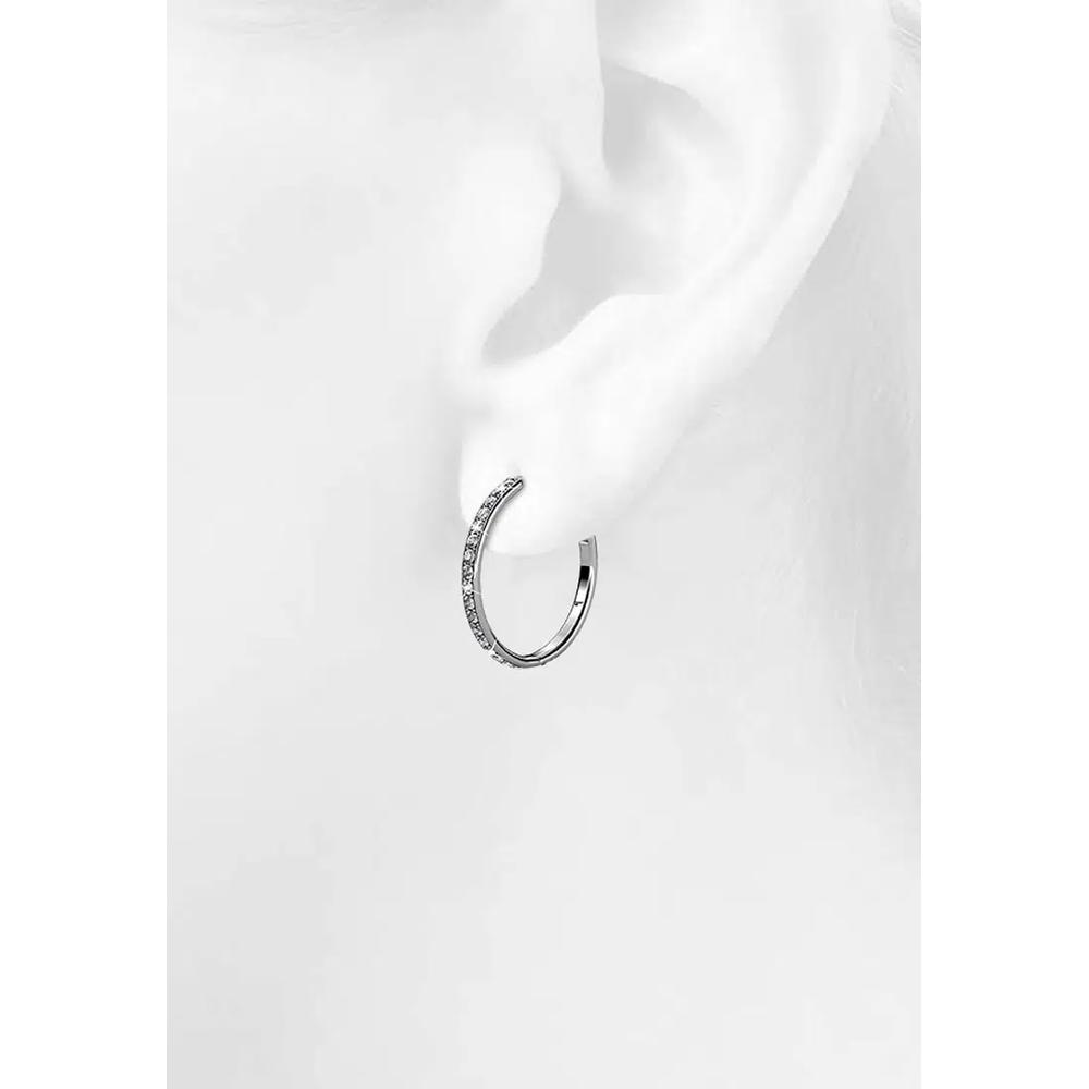 Украшенные серьги-кольца с кристаллами SWAROVSKI® - Белое золото/Прозрачный 6