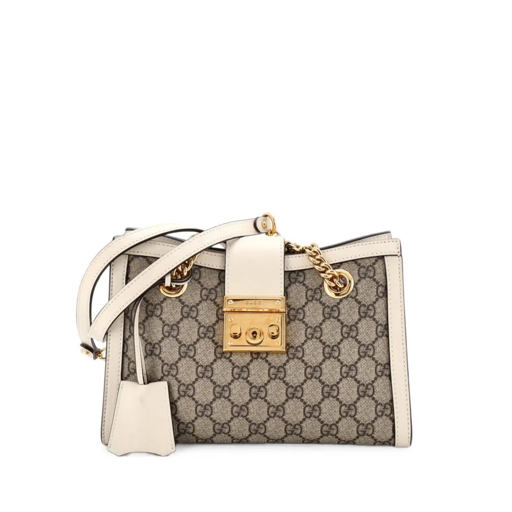 Маленькая сумка на плечо Padlock Chain Tote GG Coated Canvas with Leather 1