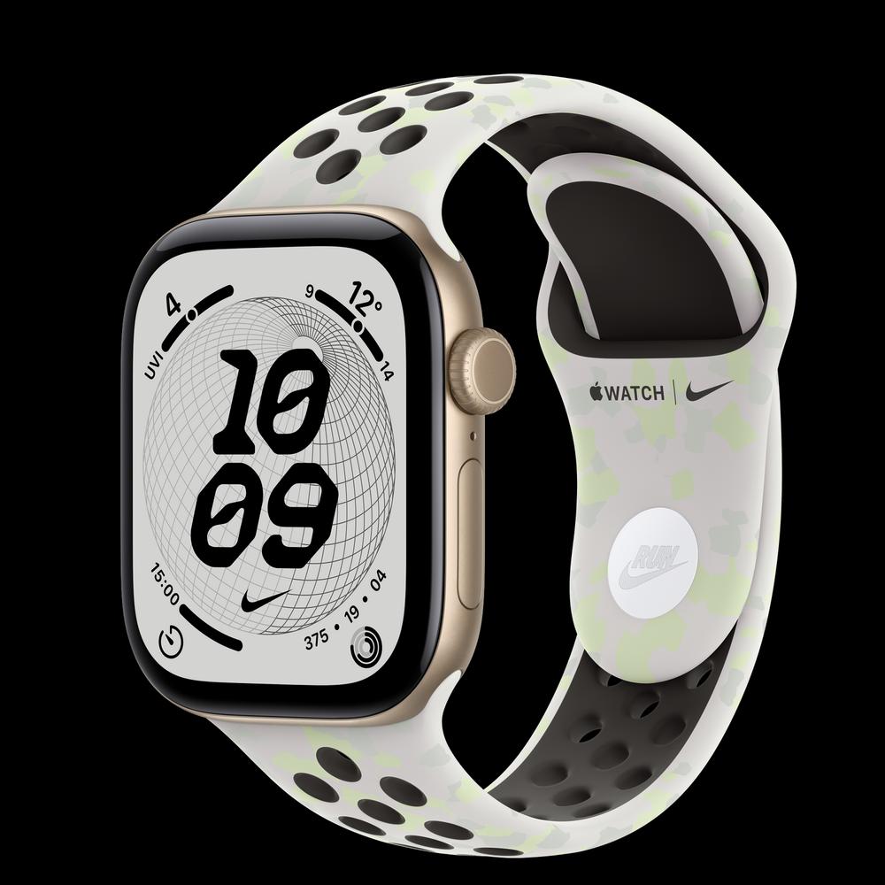 Apple Watch Series 12 42 мм, GPS + Cellular, алюминий, Light Gold, ремешок Essential White Nike Sport Band 1