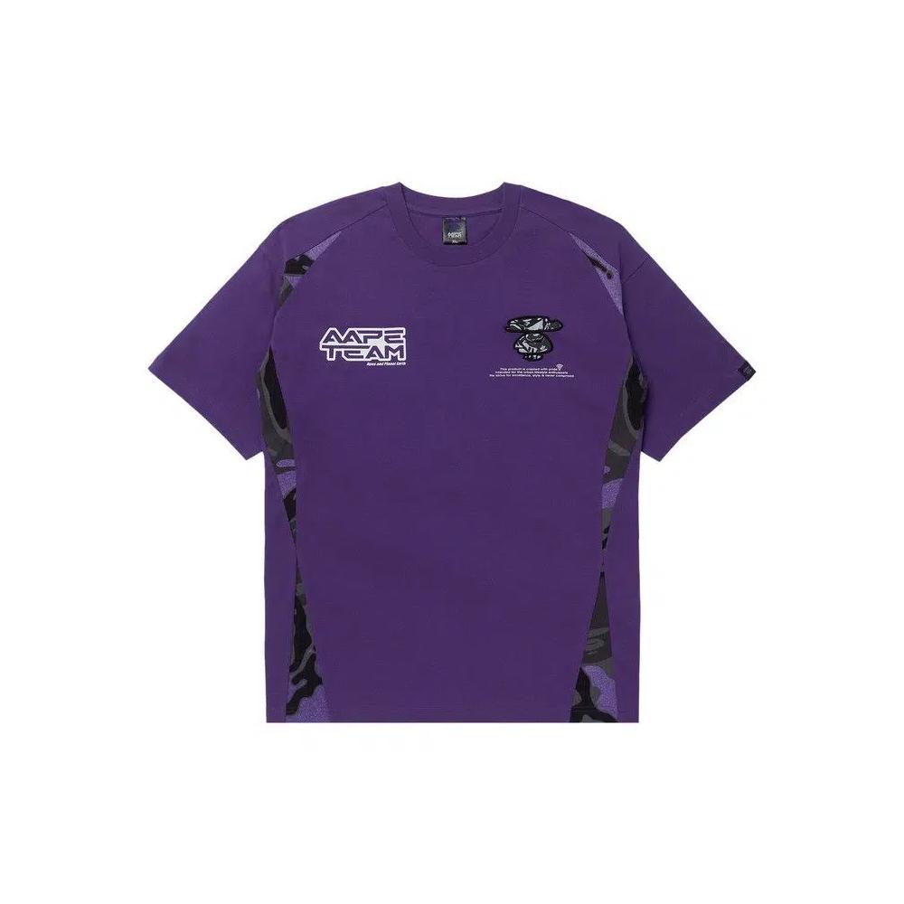 Футболки AAPE Moonface Embroidered Camo Panelled Tee 'Purple' 1