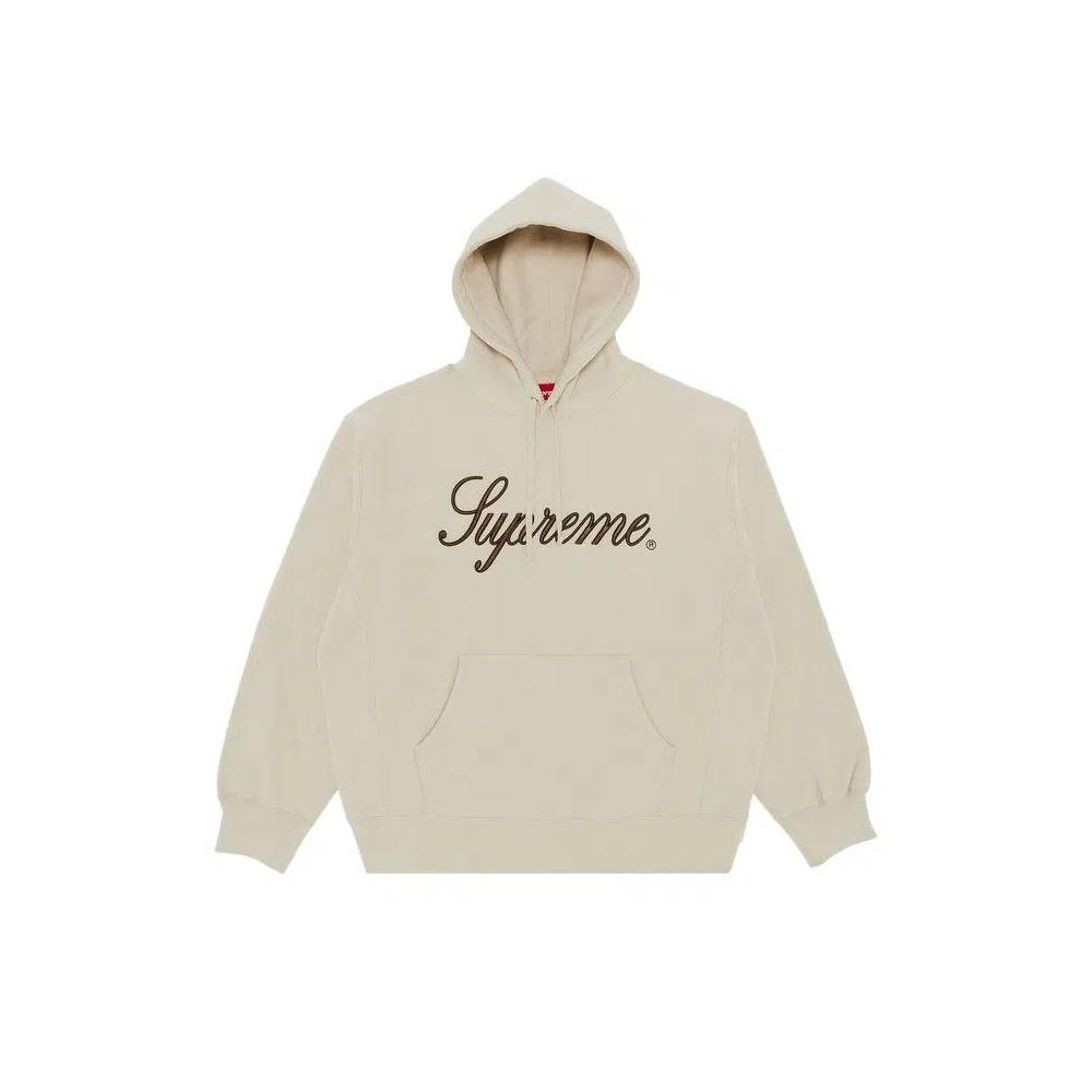 Худи Supreme Embroidered Script Hooded Sweatshirt «Стоун» 1