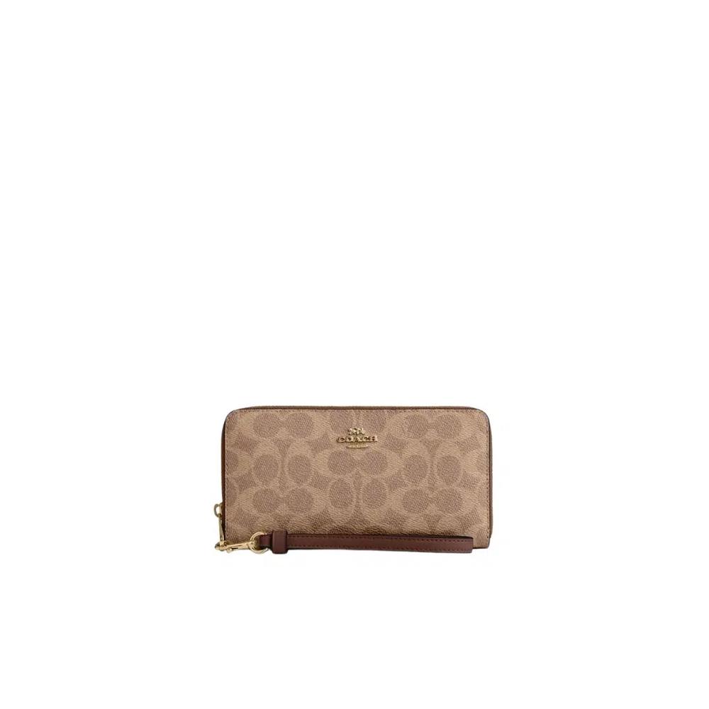 Кошелек Coach Long Zip Around Wallet из фирменного канваса цвета Tan Brown CW778 1