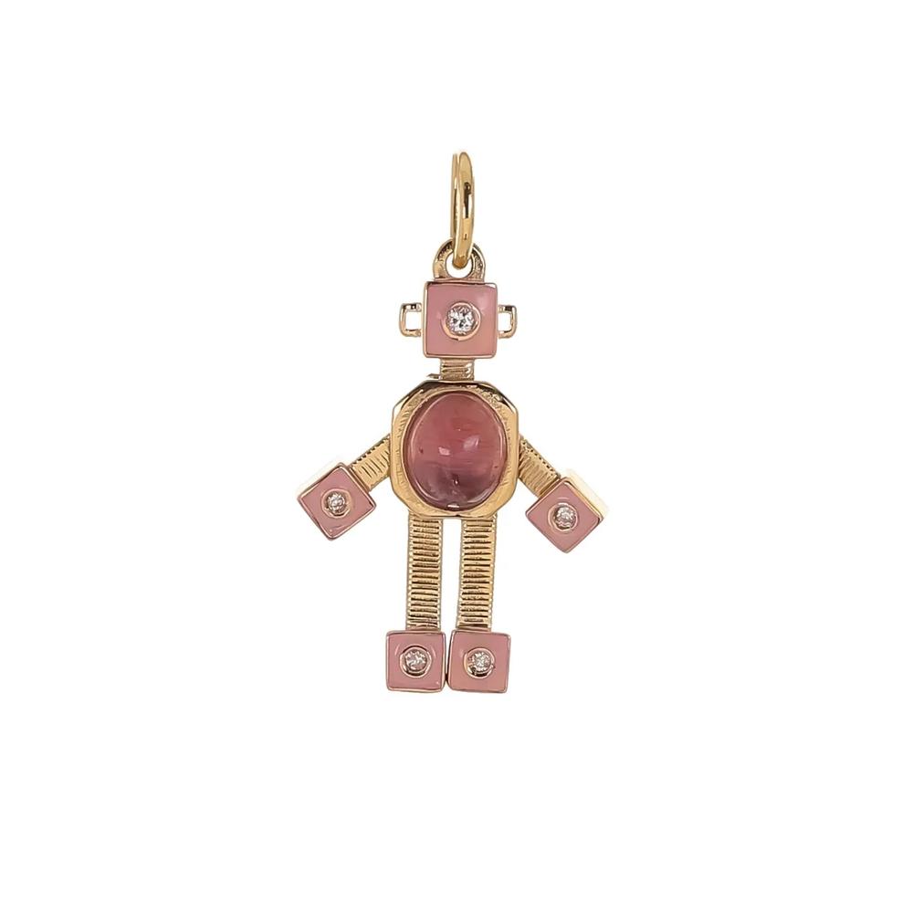 Подвеска Bespoke Robot из желтого золота с турмалином и бриллиантами 2