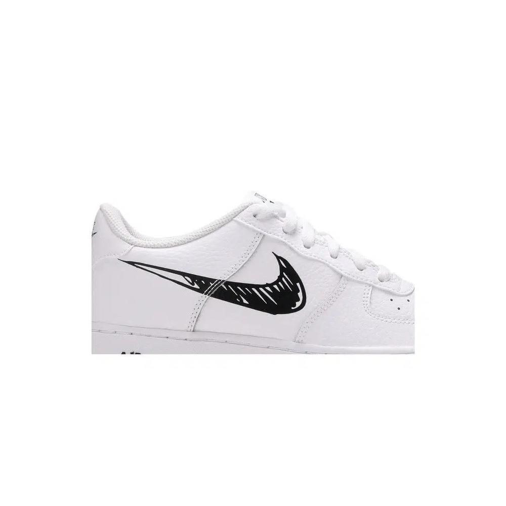 Кроссовки Nike Air Force 1 Low GS 'Doodle Swoosh - White Black' 2