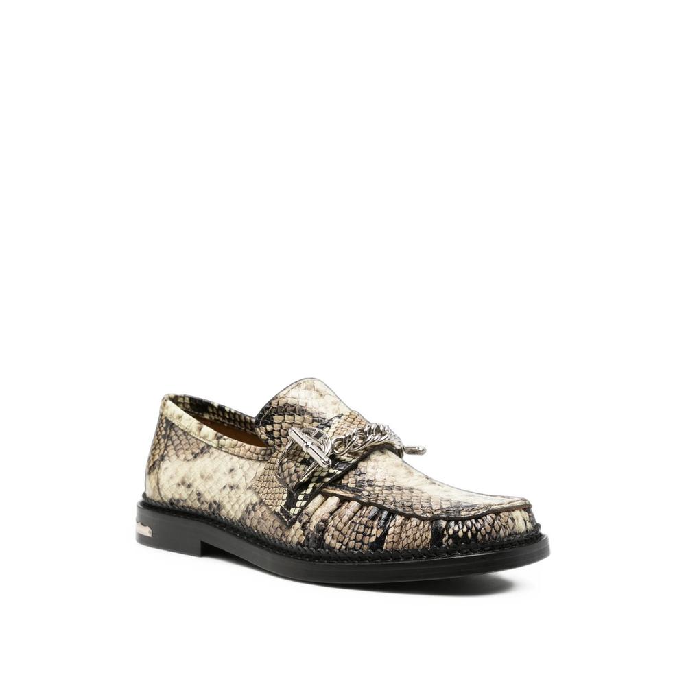 snake-effect chain-detail loafers 2