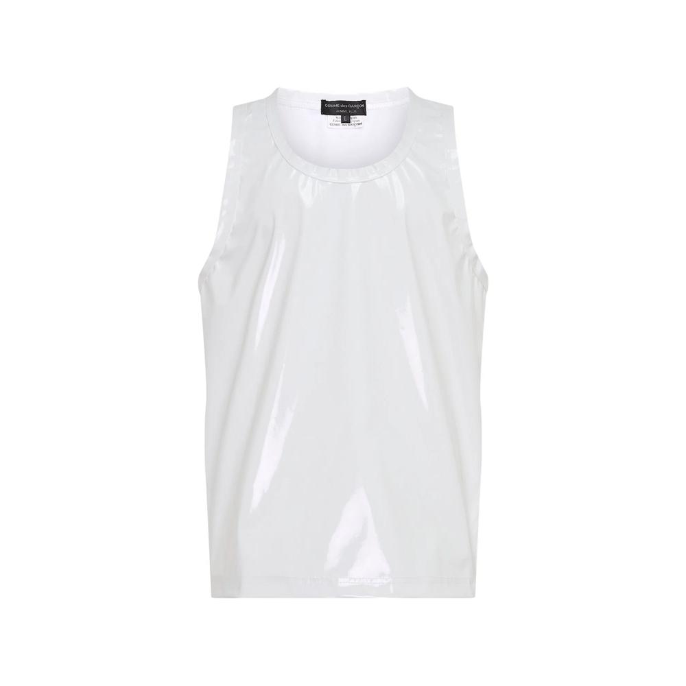 patent-effect sleeveless T-shirt 1