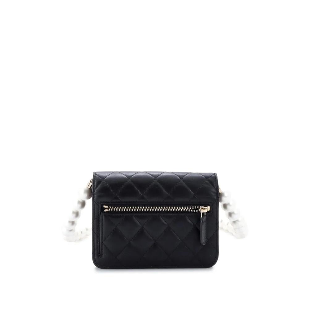 Мини-сумка через плечо Pearl Strap CC Wallet on Chain Quilted Calfskin 2