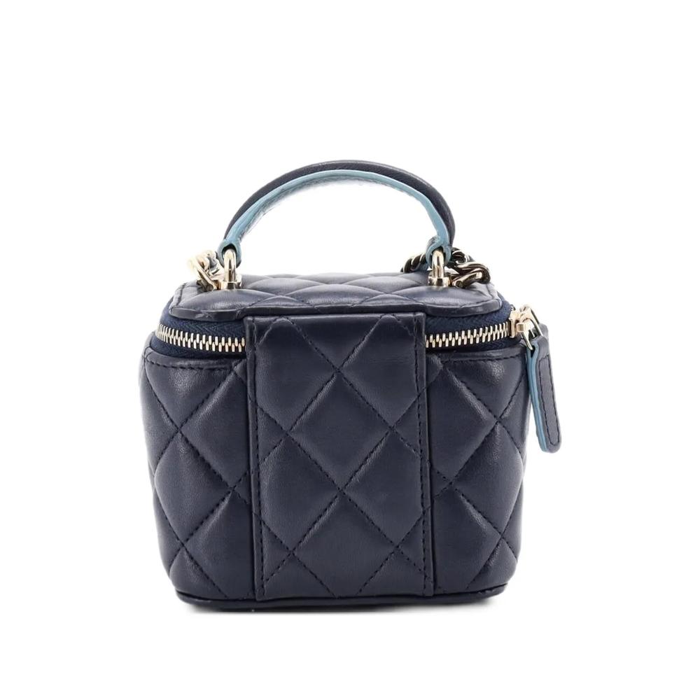 Стеганая мини-сумка через плечо Classic Top Handle Vanity Case с цепочкой 2