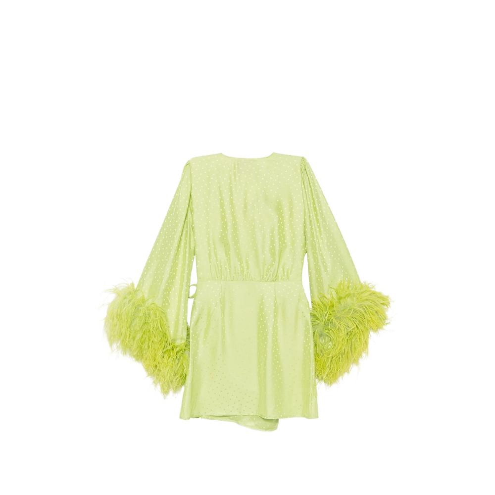 Iris feather-trim wrap mini dress 2
