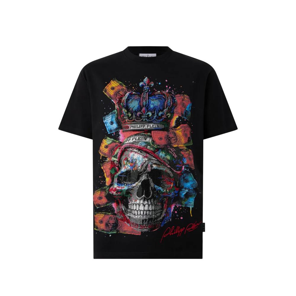 Футболка с декором Dollar Skull и кристаллами 1