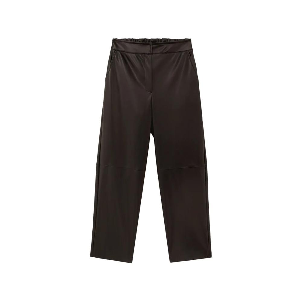 elasticated-waistband faux-leather trousers 1