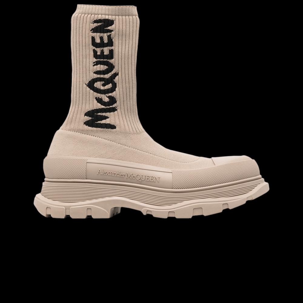 Ботинки Alexander McQueen Knit Tread Slick Boot «Graffiti - Бежевый» 1