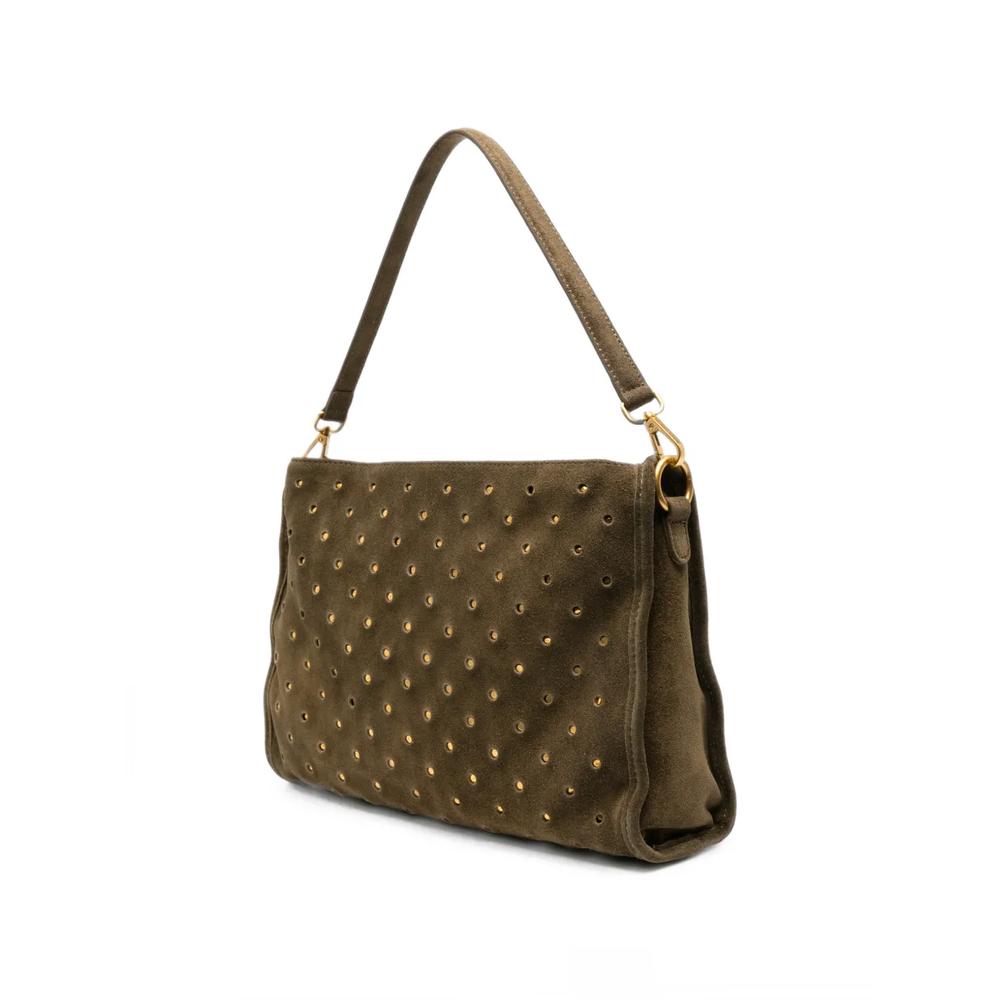 Downtown stud-embellished suede shoulder bag 3
