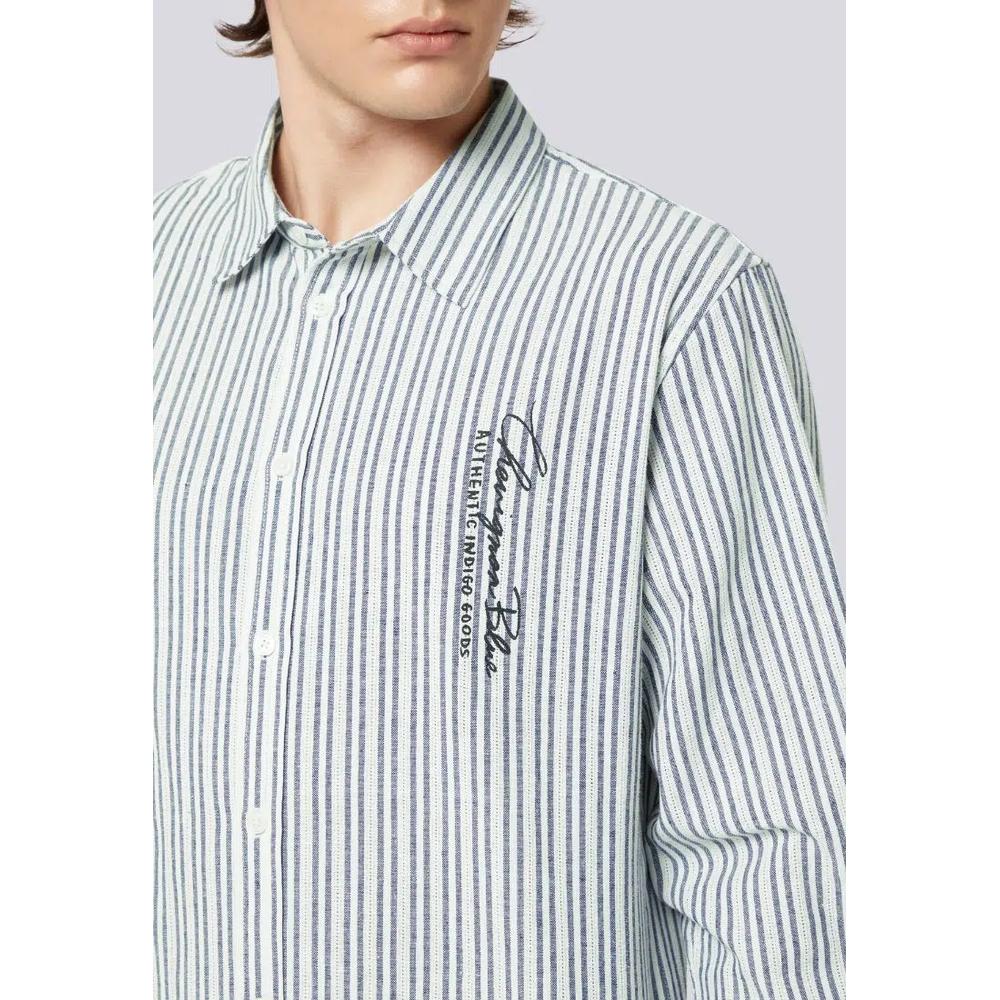 Мужские льняные полосатые рубашки slim fit 3