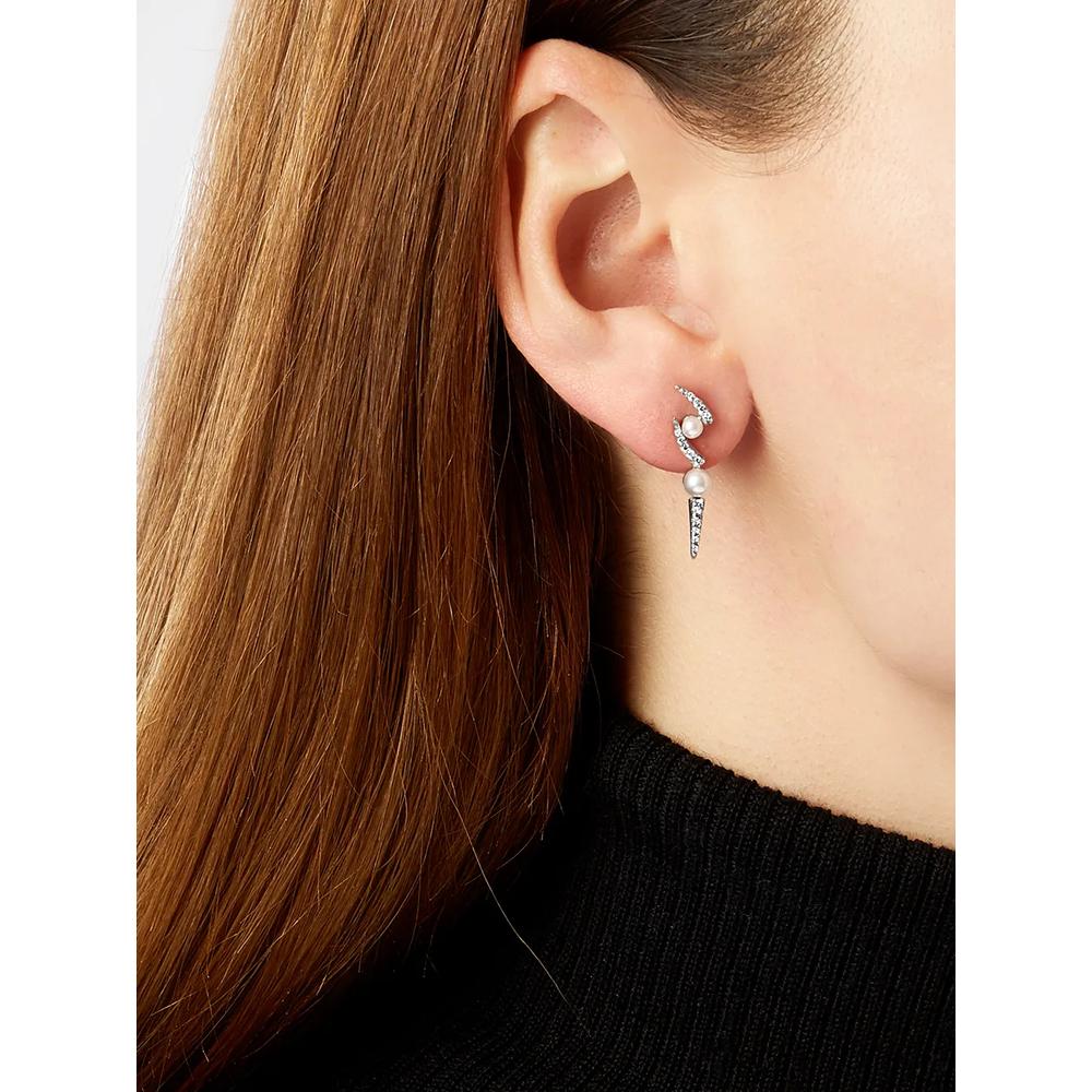 Серьги-гвоздики Sleek из белого золота с жемчугом и бриллиантами 2
