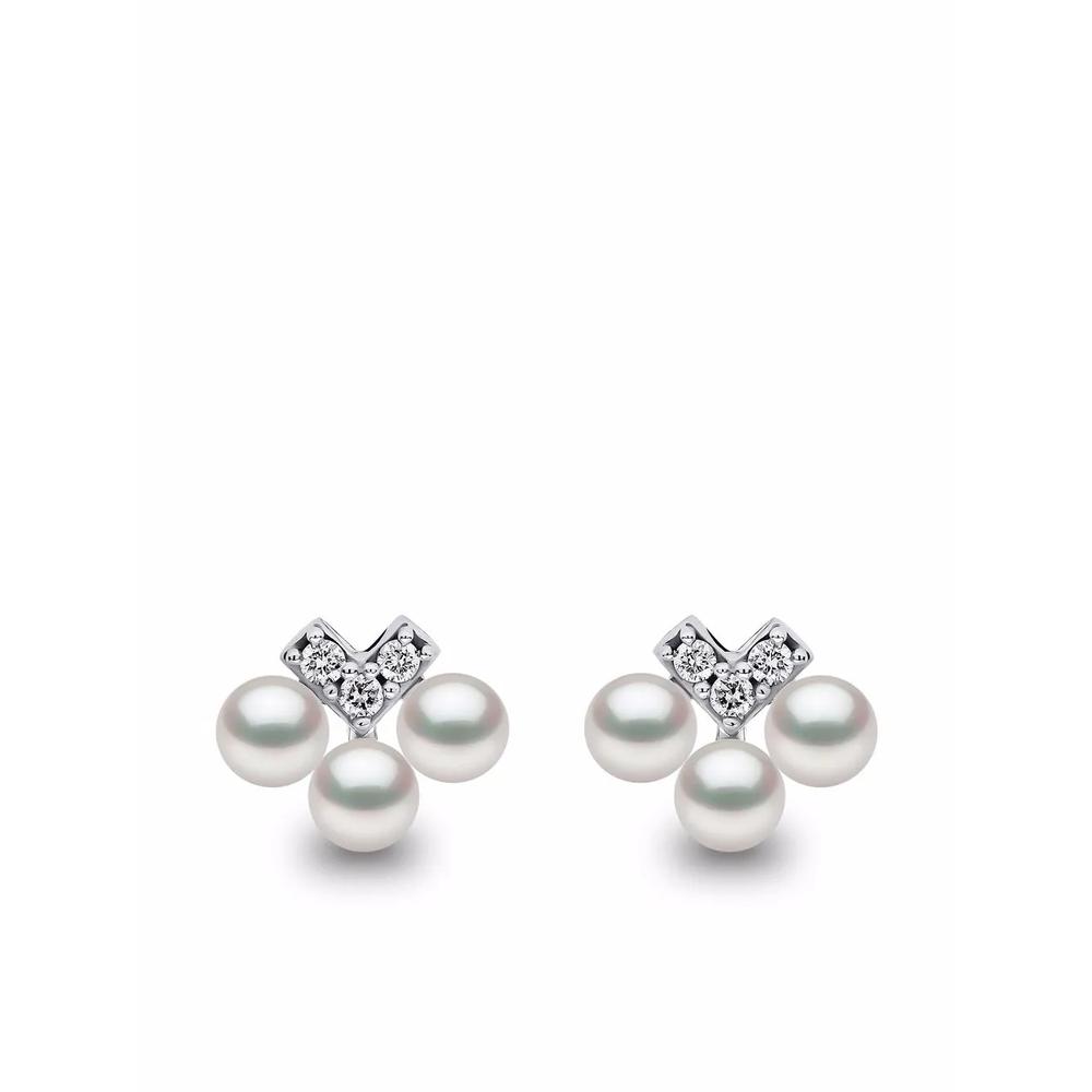 Серьги-гвоздики Sleek из белого золота с жемчугом и бриллиантами 1