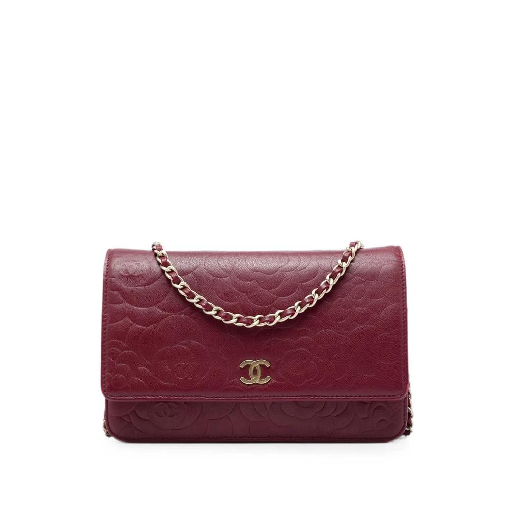 Сумка через плечо Camellia Wallet On Chain с тисненым логотипом CC (2012 год) 1