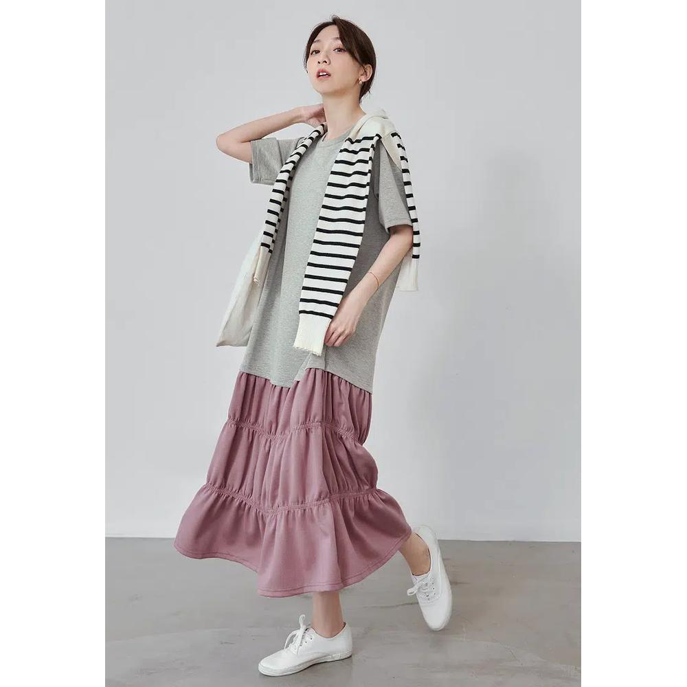 Платье-трапеция Comfortable Air Cotton с patchwork и драпировкой [DA10423] 3