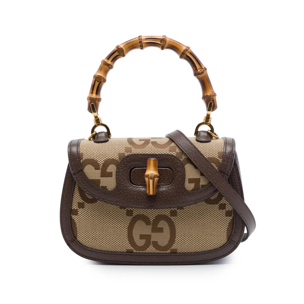 Маленькая сумка-сэтчел Jumbo GG Canvas Web Bamboo 1947 Top Handle Bag (2016-2026 годы) 1