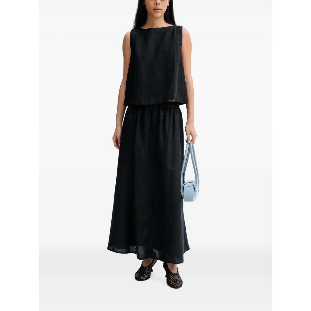 elasticated-waist flared maxi skirt 2