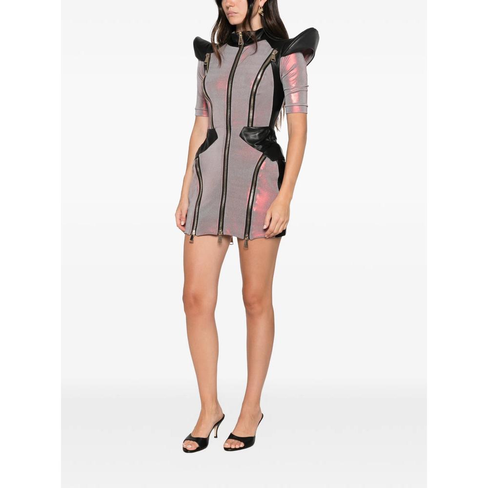 holographic-effect zip-detail mini dress 2