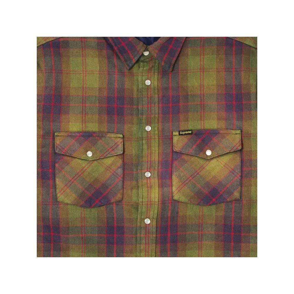 Фланелевые рубашки Supreme Quilted Flannel Snap Shirt 'Green' 3