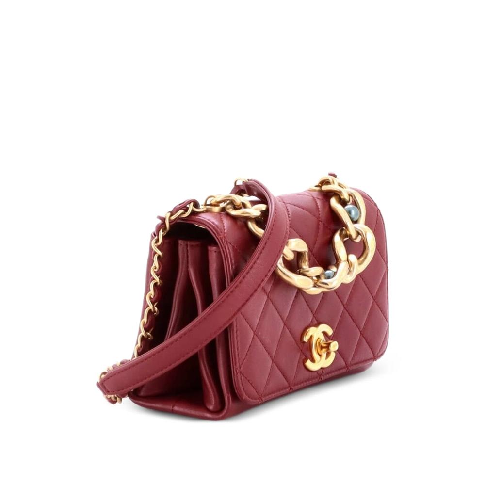 Мини-сумка на плечо Pearl Boy Chain Flap Bag Quilted Calfskin 3