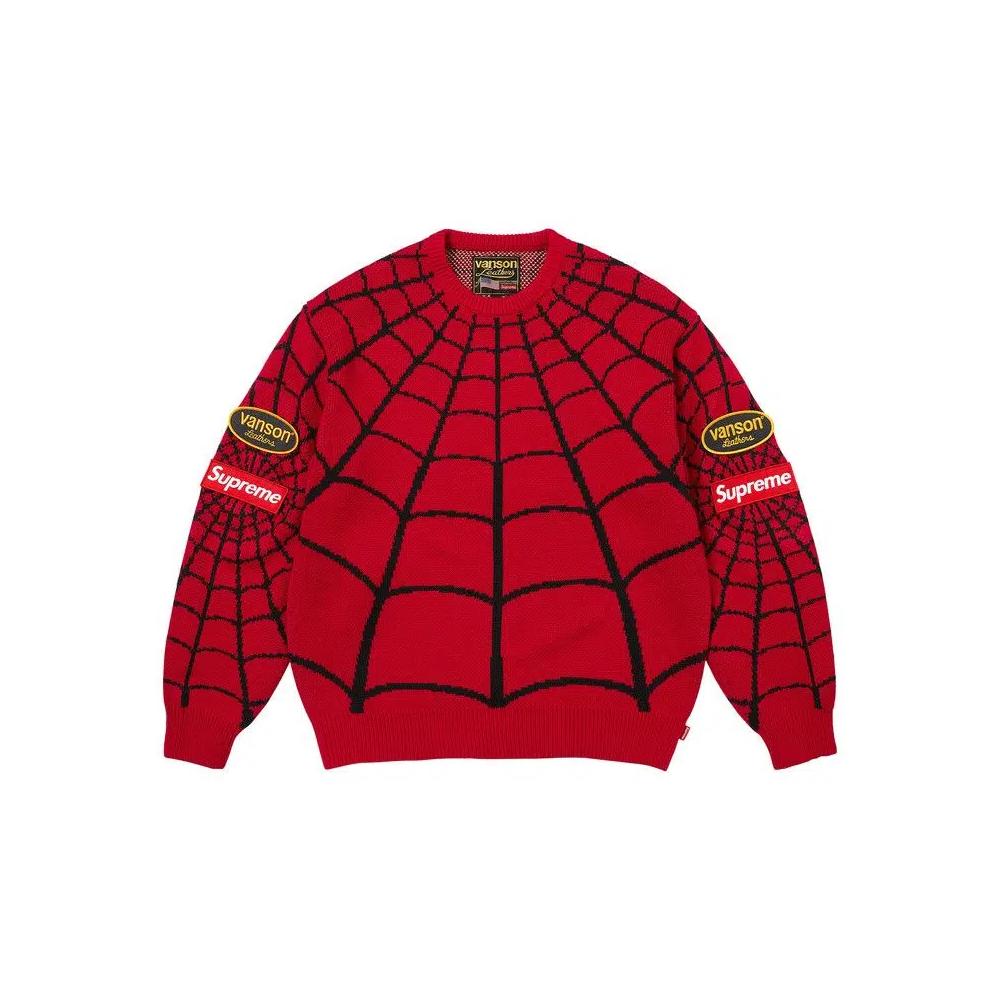 Свитера Supreme x Vanson Leathers Spider-Man Sweater 'Red' 1