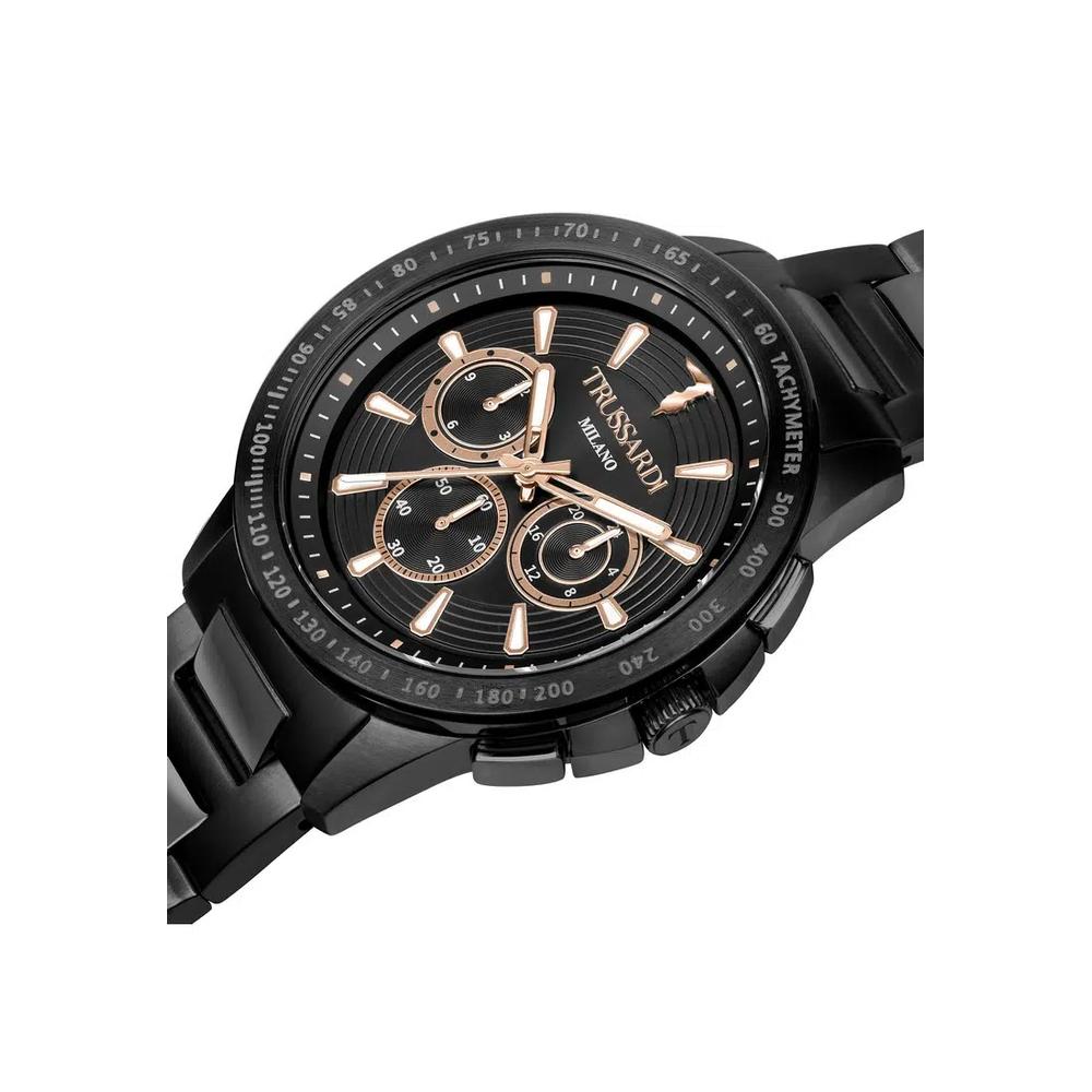 【2 года гарантии】Trussardi T-Hawk 44mm Black Dial Men's Multifunction Quartz Watch R2453153002 7
