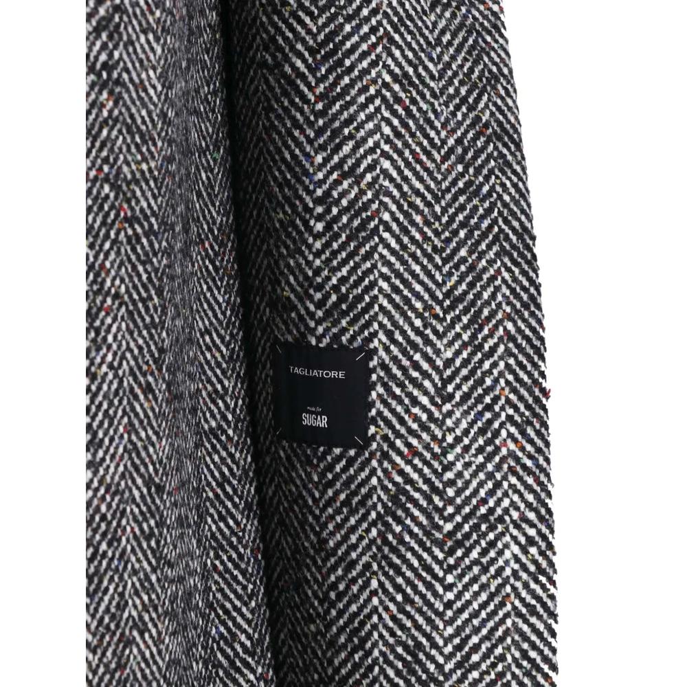herringbone-pattern double-breasted coat 4