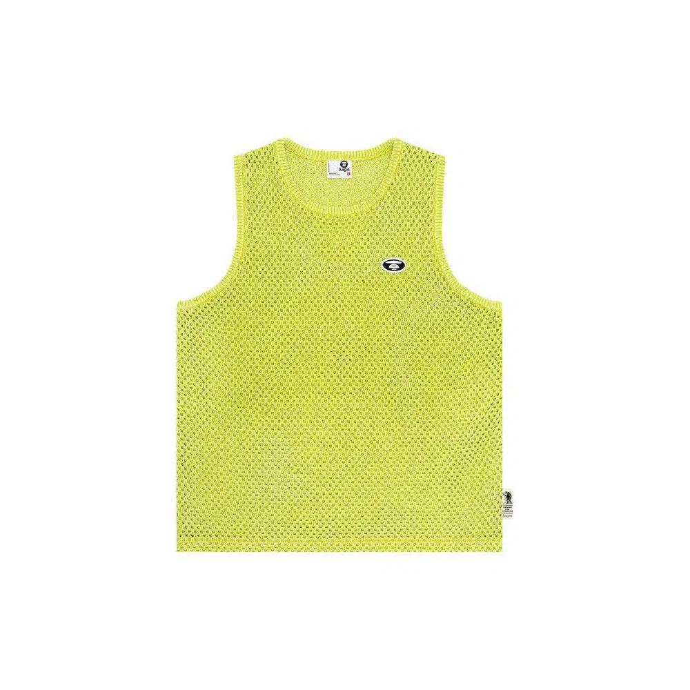 Майки AAPE Unvs Moonface Patch Open-Knit Tank Top 'Green/Light' 1