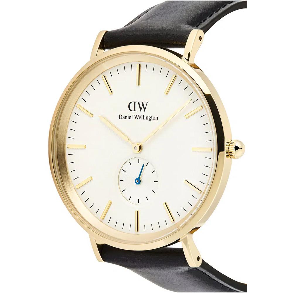 Классические мужские часы 40 мм Multi-Eye Sheffield Off White Silver Sunray Gold, стальной корпус, кожаный ремешок, DW Official Authentic Original 4