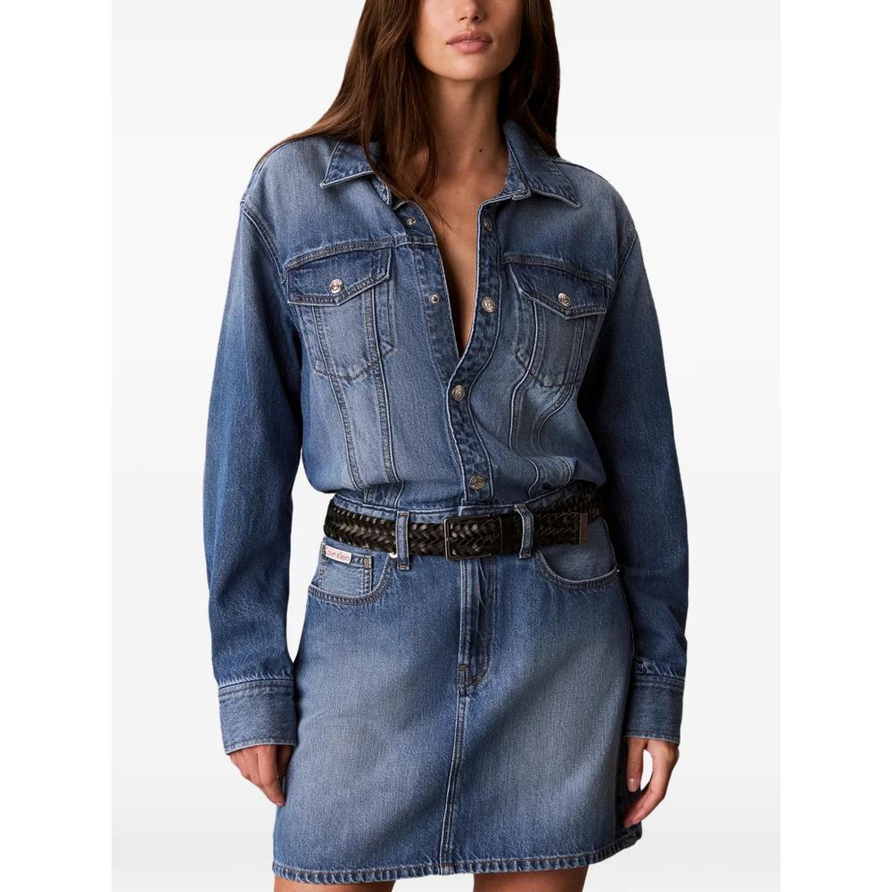 button-up denim mini dress 4