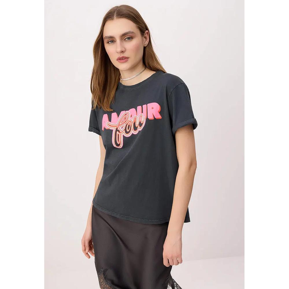 Футболка с принтом Anthracite Slogan Regular/Normal Fit с коротким рукавом, 1% хлопок, трикотажная, Twoss26Ts233 1