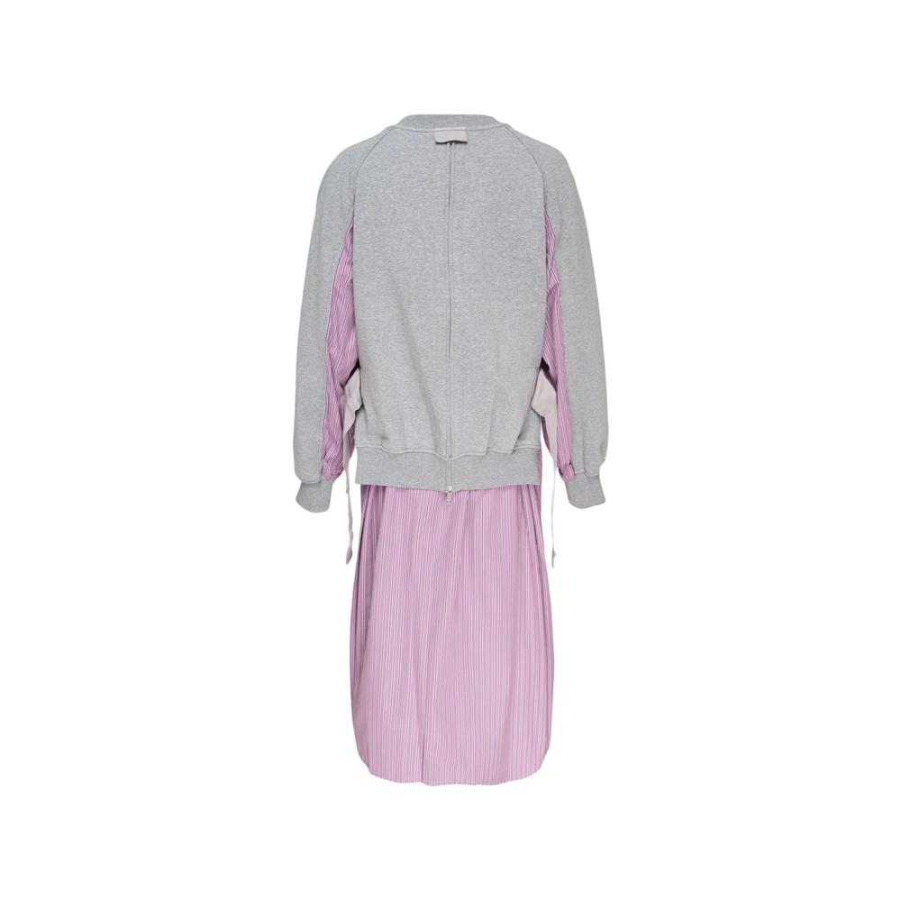 striped layered-design dress 2