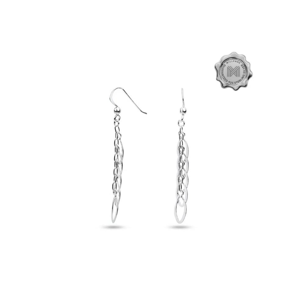 Millennia 2000 Multiple Oval Hook Silver Dangle Earrings с 925 стерлинговым серебром 5