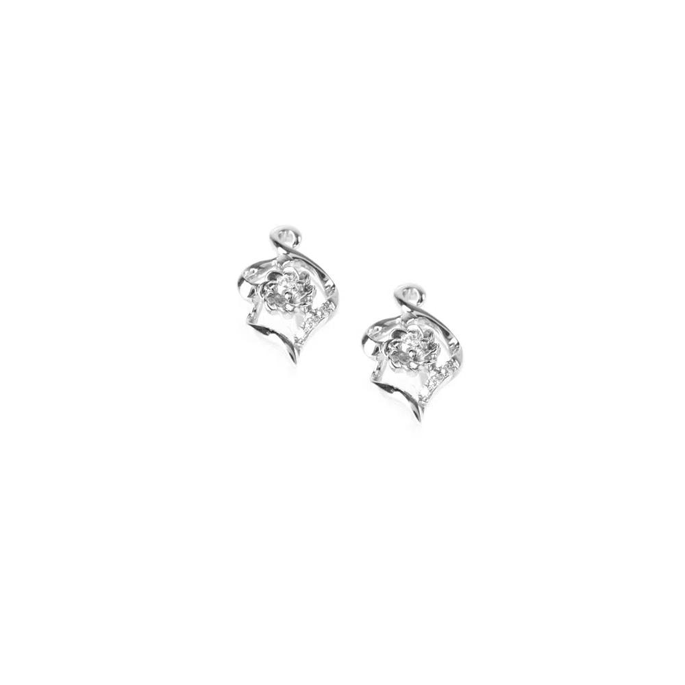 GOLDHEART Серьги Floraison с листвой и бриллиантами, белое золото 750 (E2053V) 3
