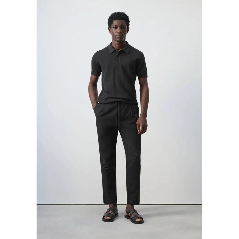 Укороченные льняно-хлопковые брюки Slim Fit 5