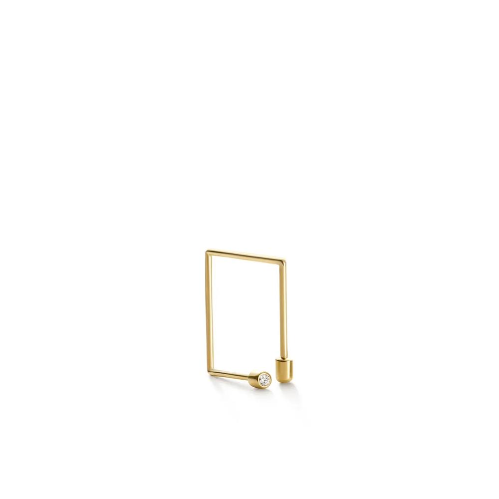 Серьга Twist Square 02 из желтого золота с бриллиантами 1